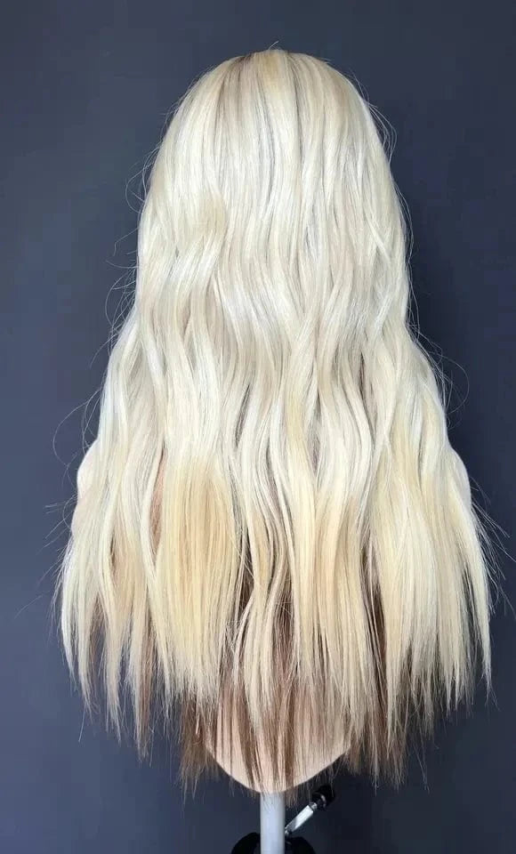 Good Quality Highlight Blonde Color Natural Wave 13x6 Hd Human Hair Lace Front Wig Bluk Pre Plucked Peruvian Raw Human Hair Wigs