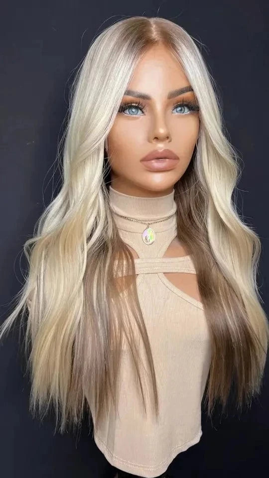 Good Quality Highlight Blonde Color Natural Wave 13x6 Hd Human Hair Lace Front Wig Bluk Pre Plucked Peruvian Raw Human Hair Wigs