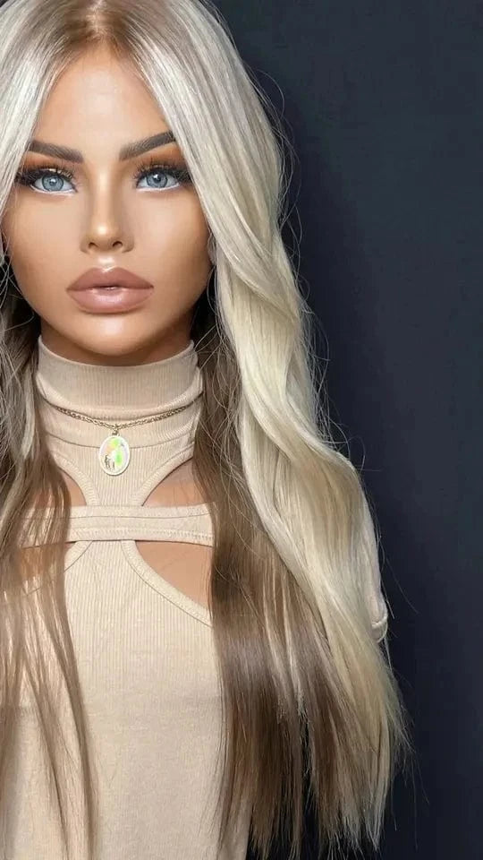 Good Quality Highlight Blonde Color Natural Wave 13x6 Hd Human Hair Lace Front Wig Bluk Pre Plucked Peruvian Raw Human Hair Wigs