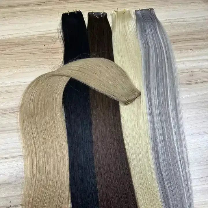 Goodluck 2024 Human Hair Supplier Russian Thin Invisible Genius Weft Hair Extensions Double Drawn Human Hair Genius Weft