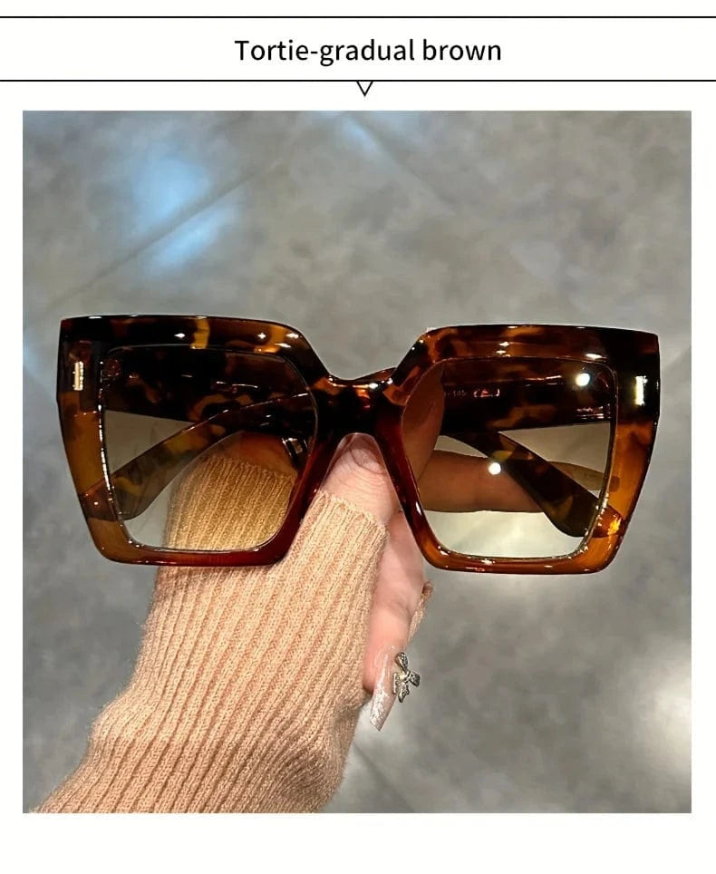 Gradient Fashion Sunglasses Large Square Rectangle Frame Anti-Reflective Lens Sport Eyewear Summer Beach Party Accessory