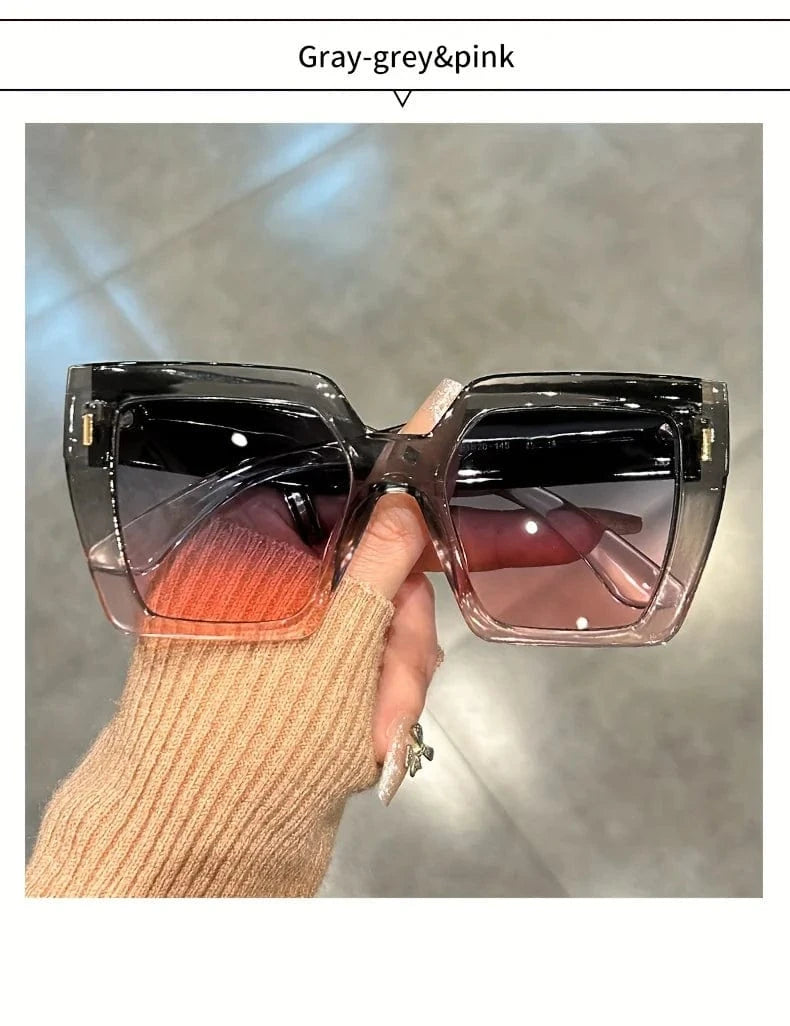 Gradient Fashion Sunglasses Large Square Rectangle Frame Anti-Reflective Lens Sport Eyewear Summer Beach Party Accessory