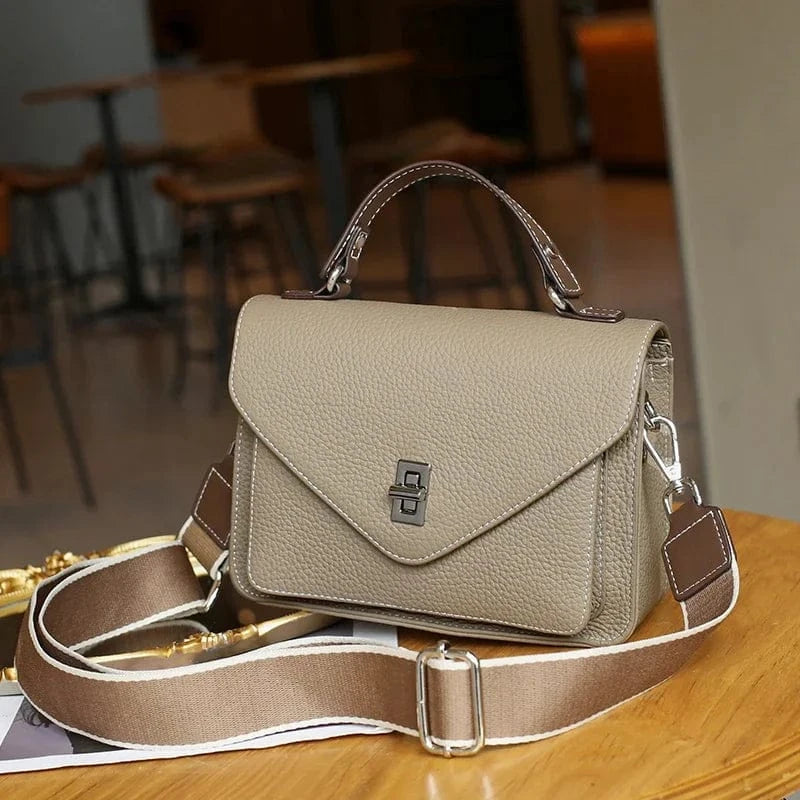 GRAY / 21x7x16cm Women Natural Cow Genuine Leather Shoulder Bag Female Large Capacity Casual Crossbody Bag Lady Cowhide Fashion Commuting Handbag
