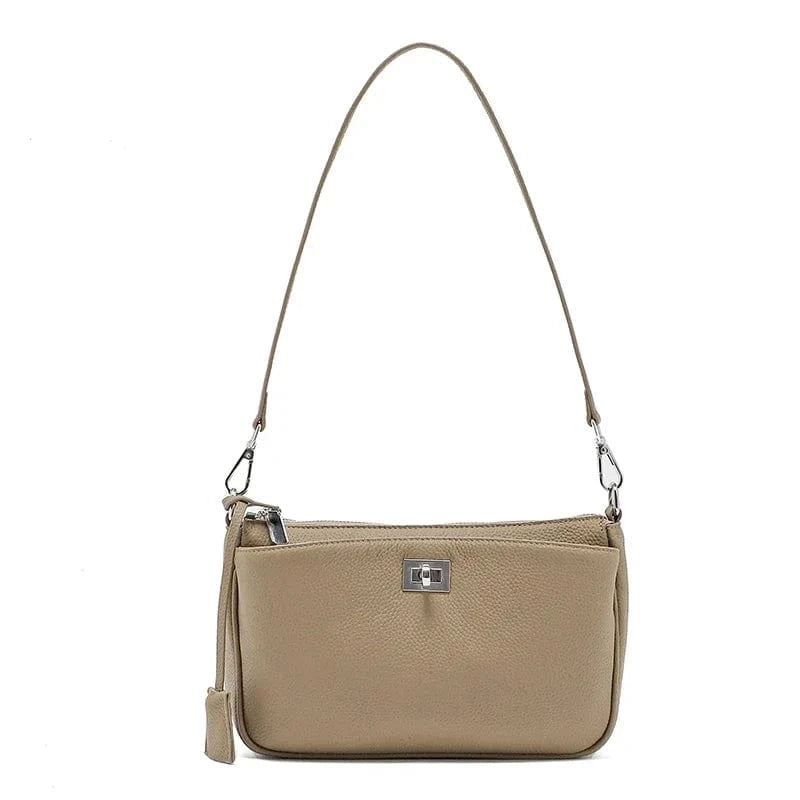 GRAY / 25x6x16cm Women Cow Real Leather Shoulder Bags Ladies Natural Cowhide Fashion Retro Handbags Female Designer Luxury Crossbody Bag for Lady