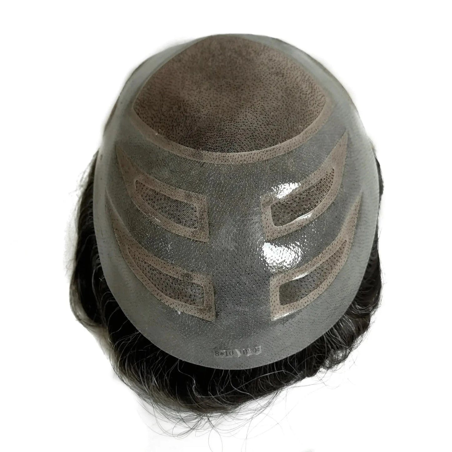 Gray Hair 4 Holes Mono Top Base Human Hair Men Toupee With Front Lace Bleached