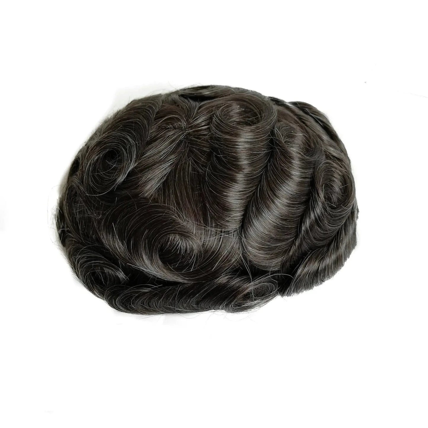 Gray Hair 4 Holes Mono Top Base Human Hair Men Toupee With Front Lace Bleached