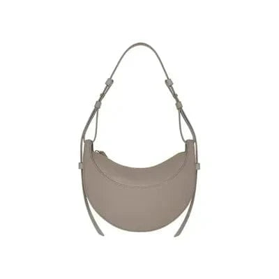 Gray Lychee Pattern Designer Polana Genuine Leather Handbags for Women Luxury Ladies Underarm Bags Elegant Crescent Shoulder Crossbody Saddle Purse