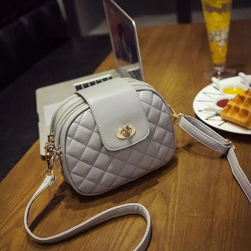 Gray MIYINMini small bag women's messenger bag 2024 new fashion Korean retro three-tier female bag tide leather handbags for women