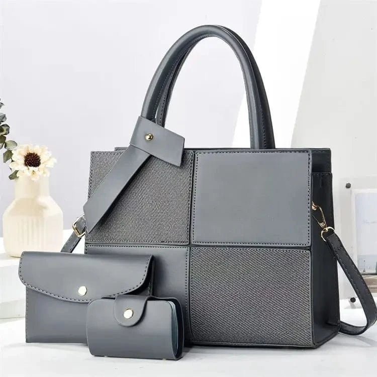 Gray New Three Piece Set High Capacity Women's Bags Fashion Daily Use Casual with Zipper Handbag
