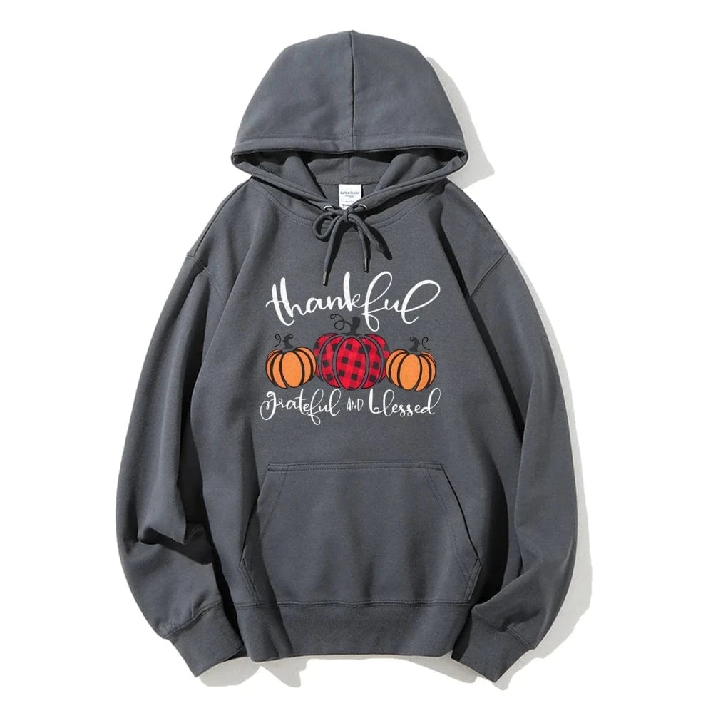 GRAY / S Halloween Pumpkin Graphic Hoodie Casual Drawstring Design Thermal Top Long Sleeve Multi Pocket Sweatshirt Fashion Sweater Autumn
