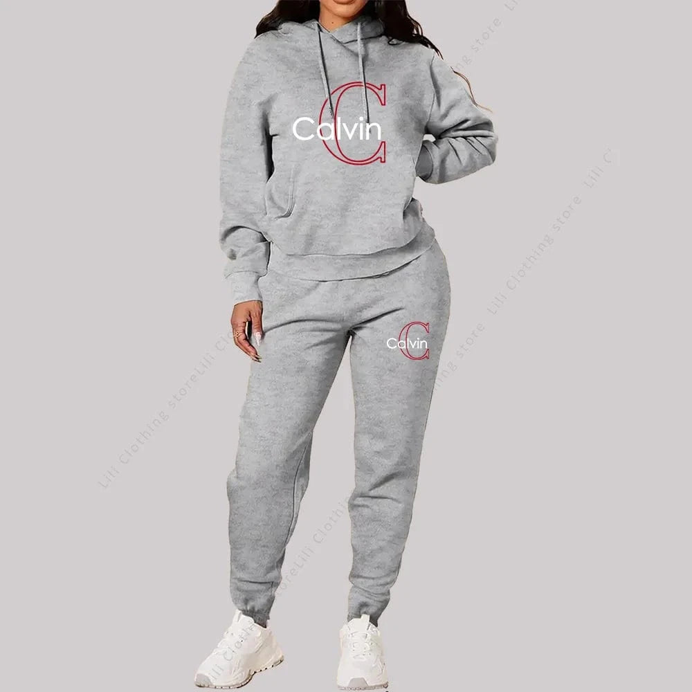 gray / XXXL 2025 New Ladies Tracksuit Aesthetic Designer Clothes Trend Sportswear High quality Hoodies Sweatpants 2 piece Outfits Women Sets