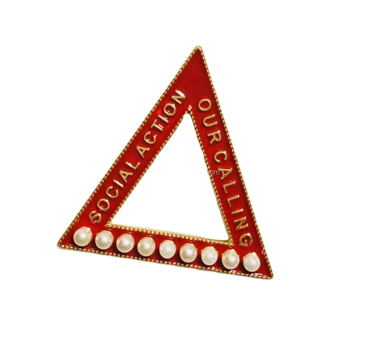 Greek Fellowship  Quality Metal Triangle Shape Red Crystal Pearl Dear Delta Brooch Society Lapel Pin Apparel Jewelry