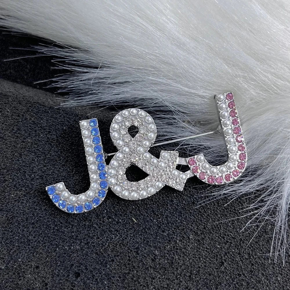 Greek Sorority letters Jack and Jill brooch Pin Silver Plated Women Accessories gift