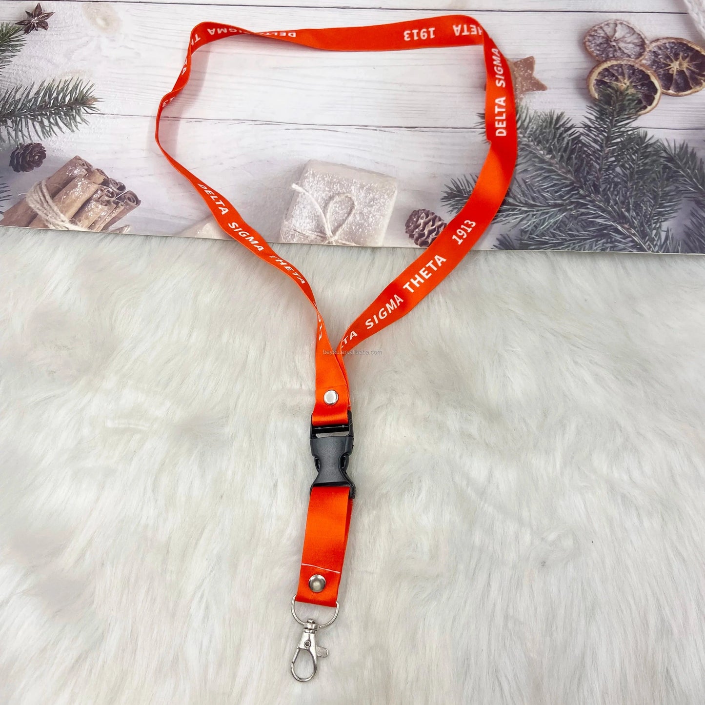 Greek Sorority Logo ZPB Delta OES Pink Green Print Lanyards Key Chain Sisterhood ID Card Satin Ribbon Lanyard Rolls Accessories