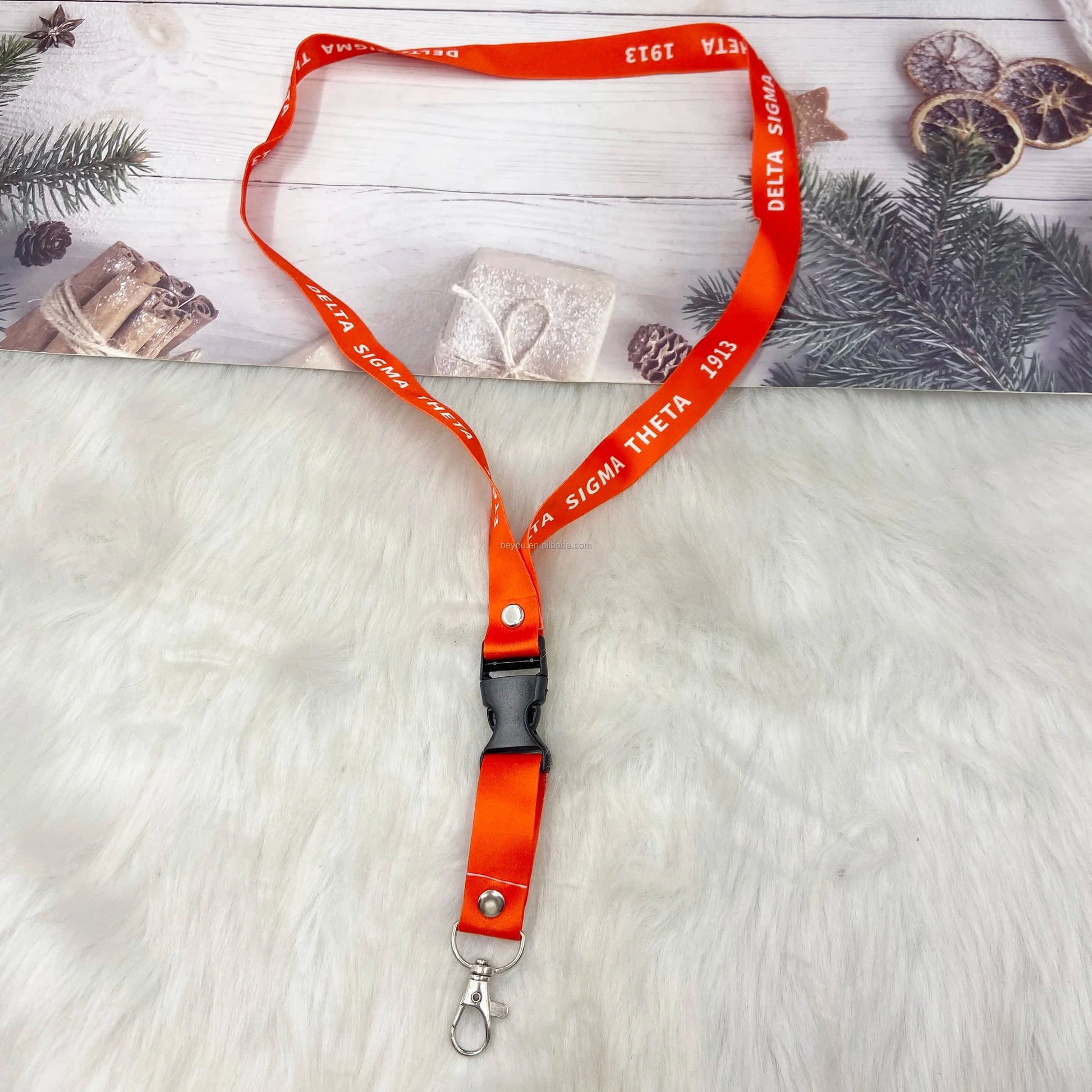 Greek Sorority Logo ZPB Delta OES Pink Green Print Lanyards Key Chain Sisterhood ID Card Satin Ribbon Lanyard Rolls Accessories