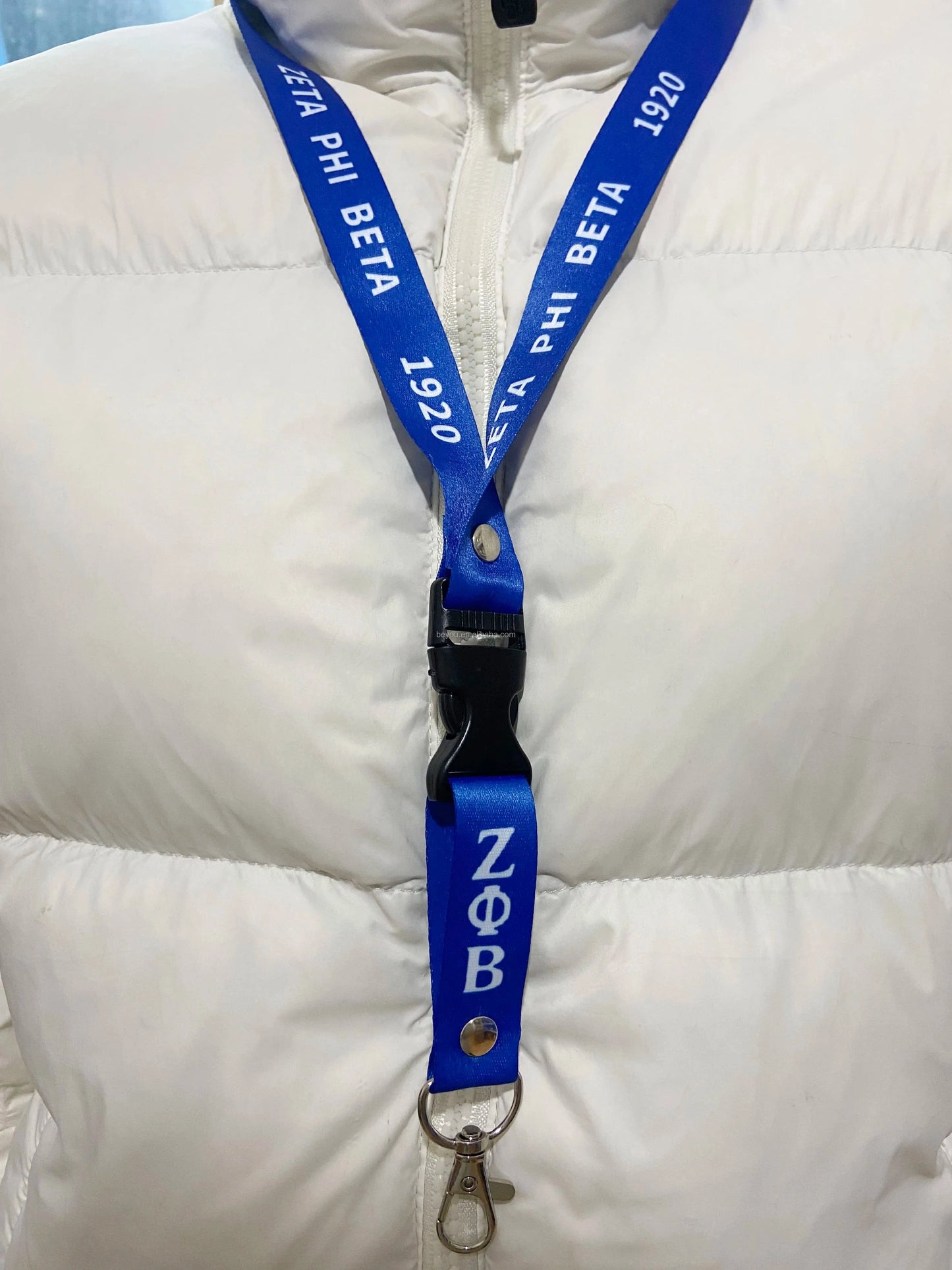 Greek Sorority Logo ZPB Delta OES Pink Green Print Lanyards Key Chain Sisterhood ID Card Satin Ribbon Lanyard Rolls Accessories