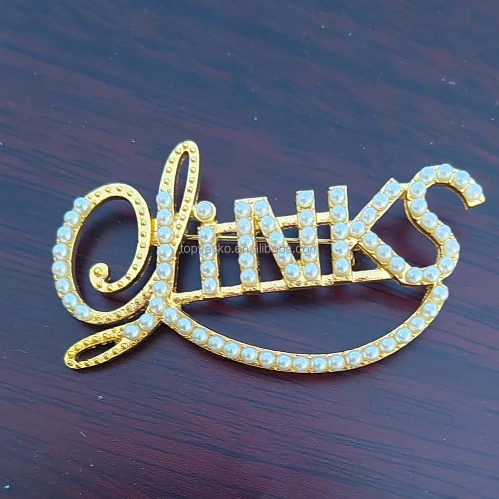 Greek Sorority Luxury Sisterhood White Pearl Letter LINKS Brooch Give Girlfriend Pretty Jewelry Accessories