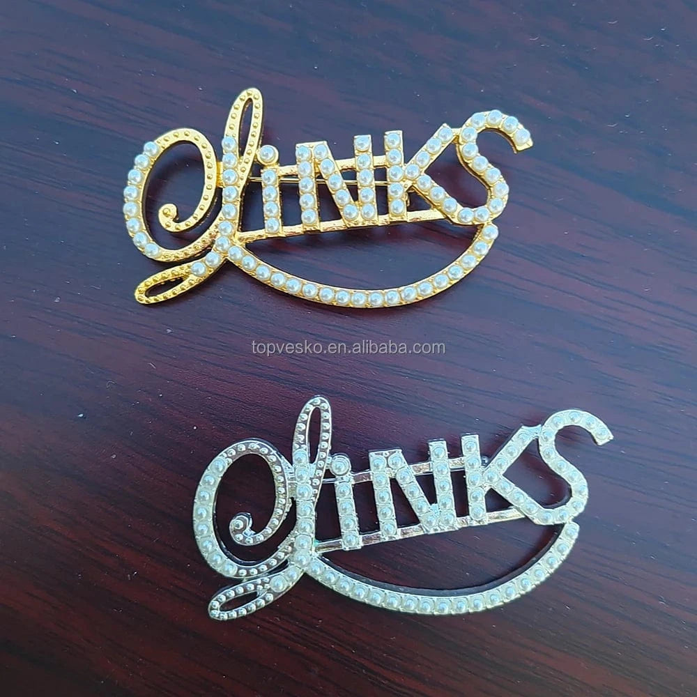 Greek Sorority Luxury Sisterhood White Pearl Letter LINKS Brooch Give Girlfriend Pretty Jewelry Accessories