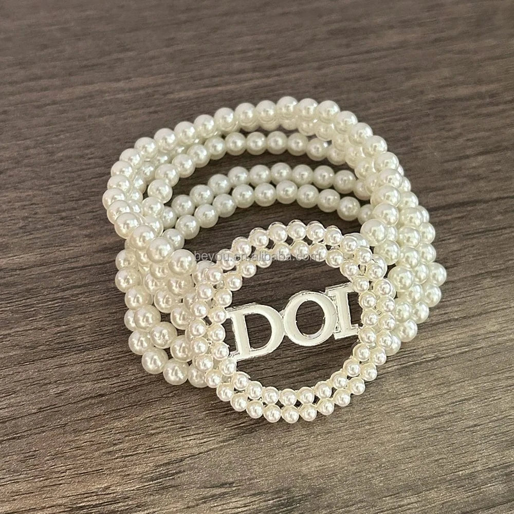 Greek Sorority Multichmber Pearl Rotundity DOI Letter Charm Bracelet Brooch Jewelry