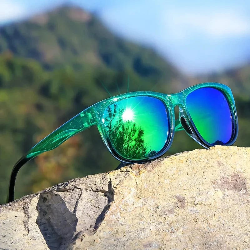 Green 1 Pair Unisex Polarized Square Fashion Sunglasses - Lightweight Purple Glitter Frame, TAC Lenses for Outdoor Sports & Fashion