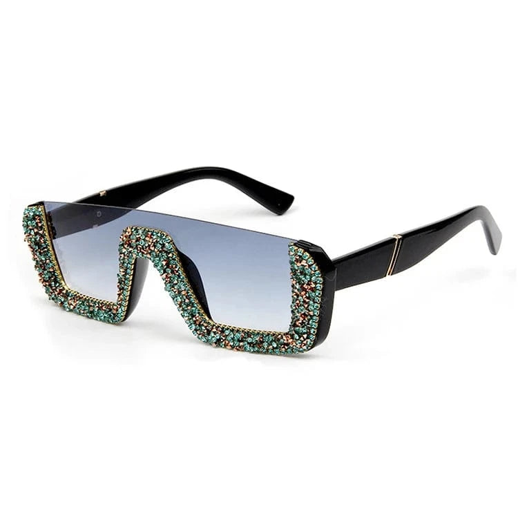 Green 2024 New Arrivals Bling Studded High Quality Glitter Luxury Designer Sun Glasses Shades Rhinestone Square Sunglasses For Woman
