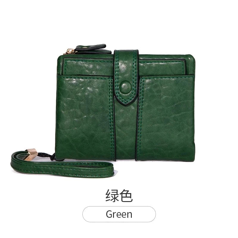 Green 2024 New Women's Wallet PU Leather Short Zipper Zero Wallet Folding Classic Design Wallet