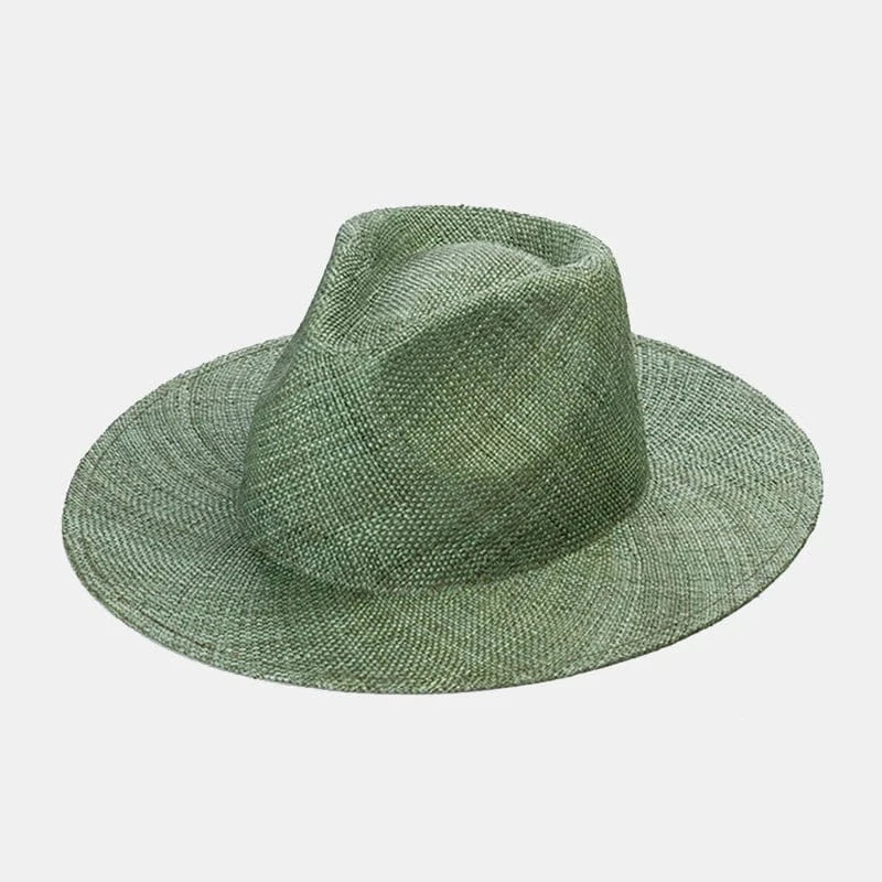 Green 2024 OEM Wholesale Custom Unisex Sun Panama Wide Brim Straw Hats Summer Fedora Hats Women Ladies Chapeau Beach sombreros