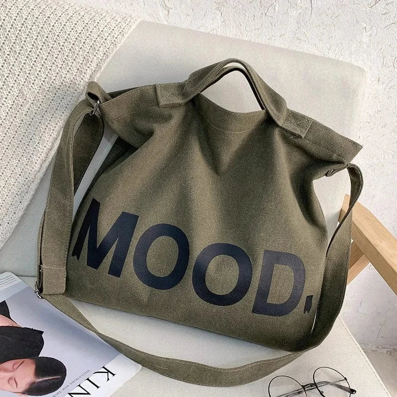 Green / 40*7*37cm Fashion Letters Printing INS Class Shoulder Bags Large Capacity Canvas Handbags Zipper Closure Book Bag