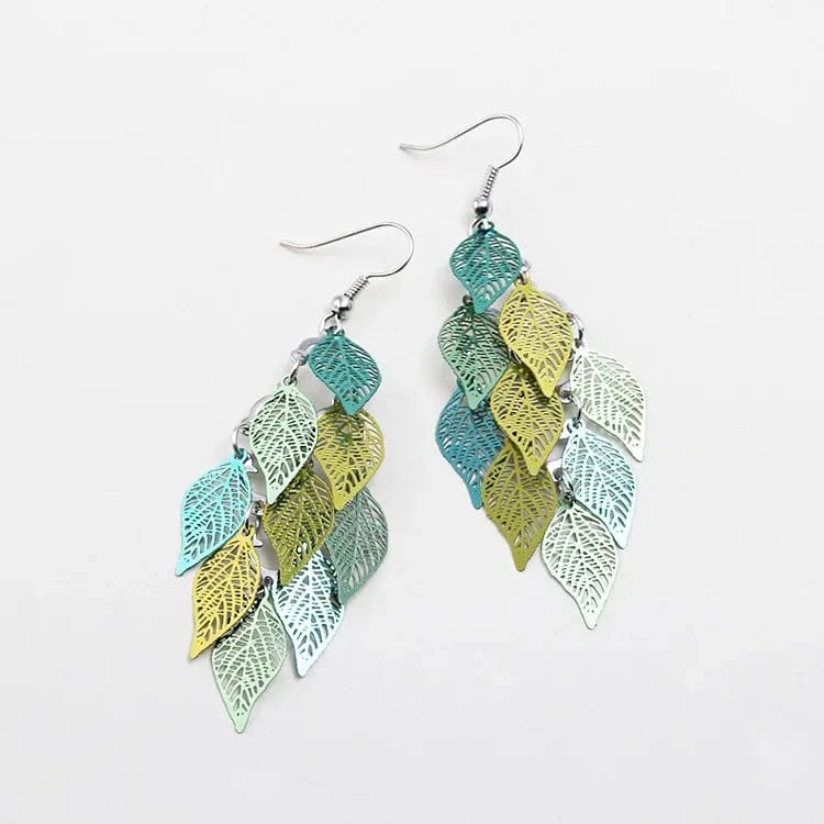 Green color matching New fashion leaf earrings color copper earrings jewelry