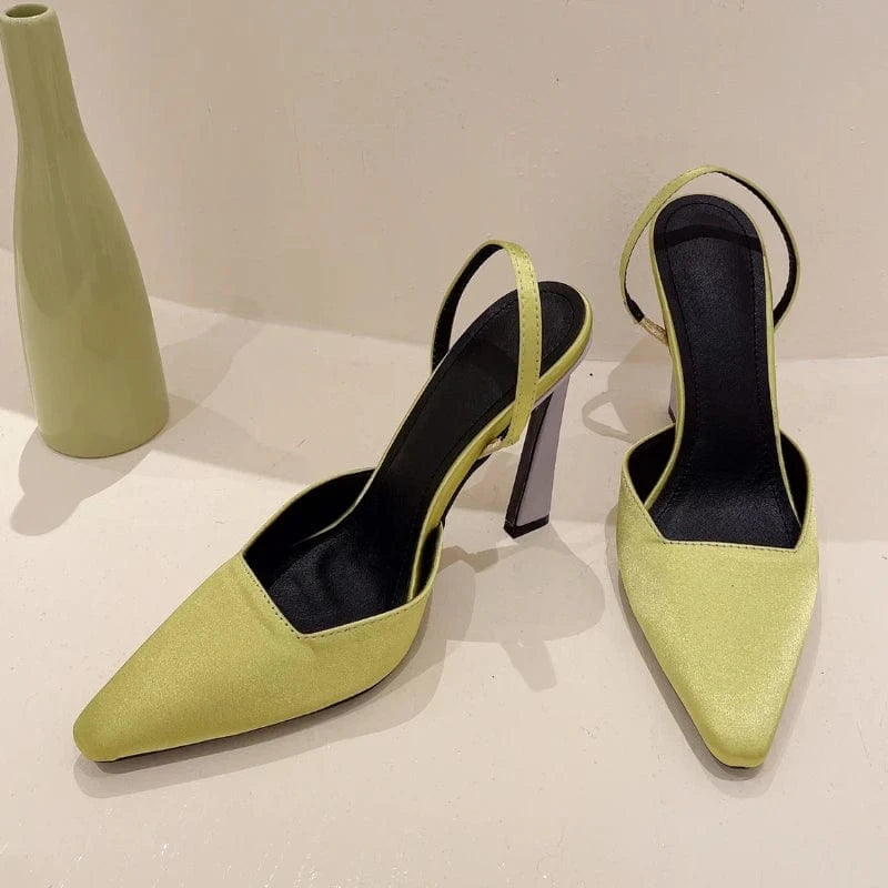 Green Color Zapatos-Femenin Metal Fashion Ankle Strap Sandals Sexy Women High Heel Shoes