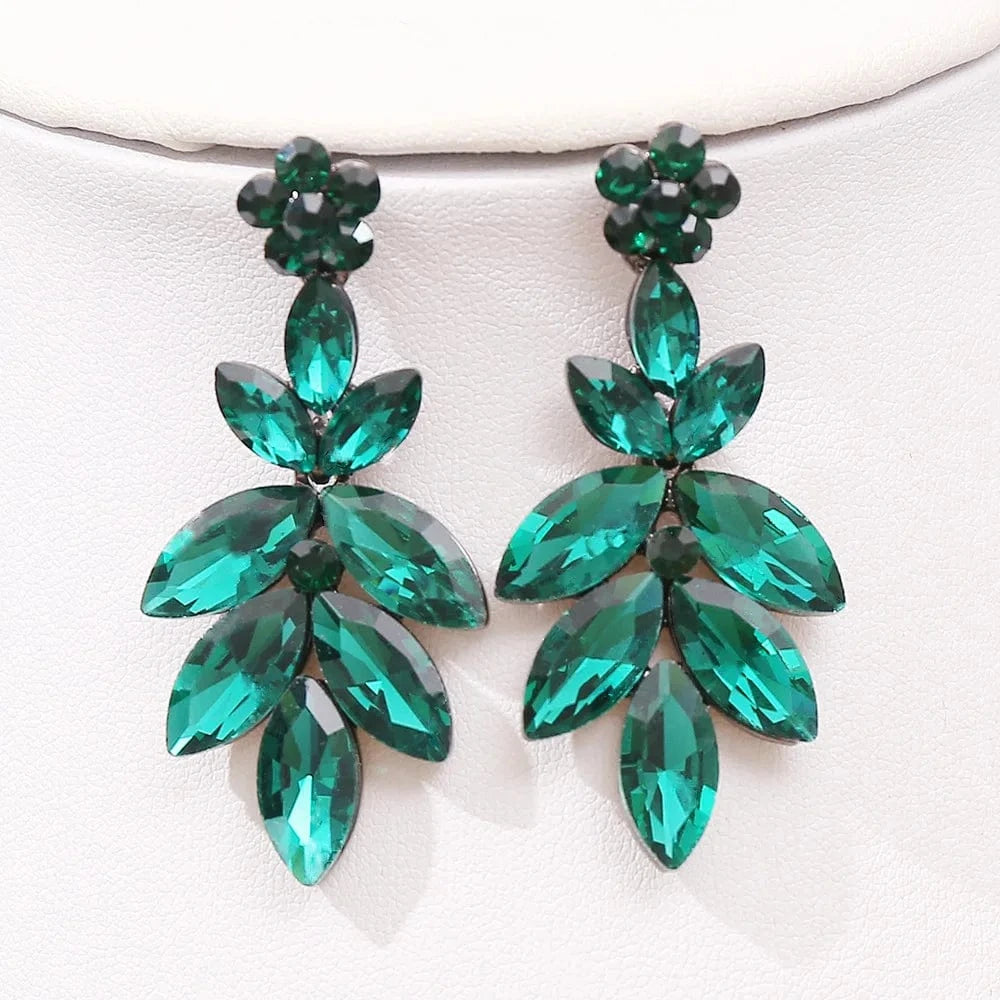 green earring DIEZI Baroque Vintage Black Metal Green Red Crystal Opal Tiara For Women Wedding Party Dress Elegant Queen Bridal Bride Crown