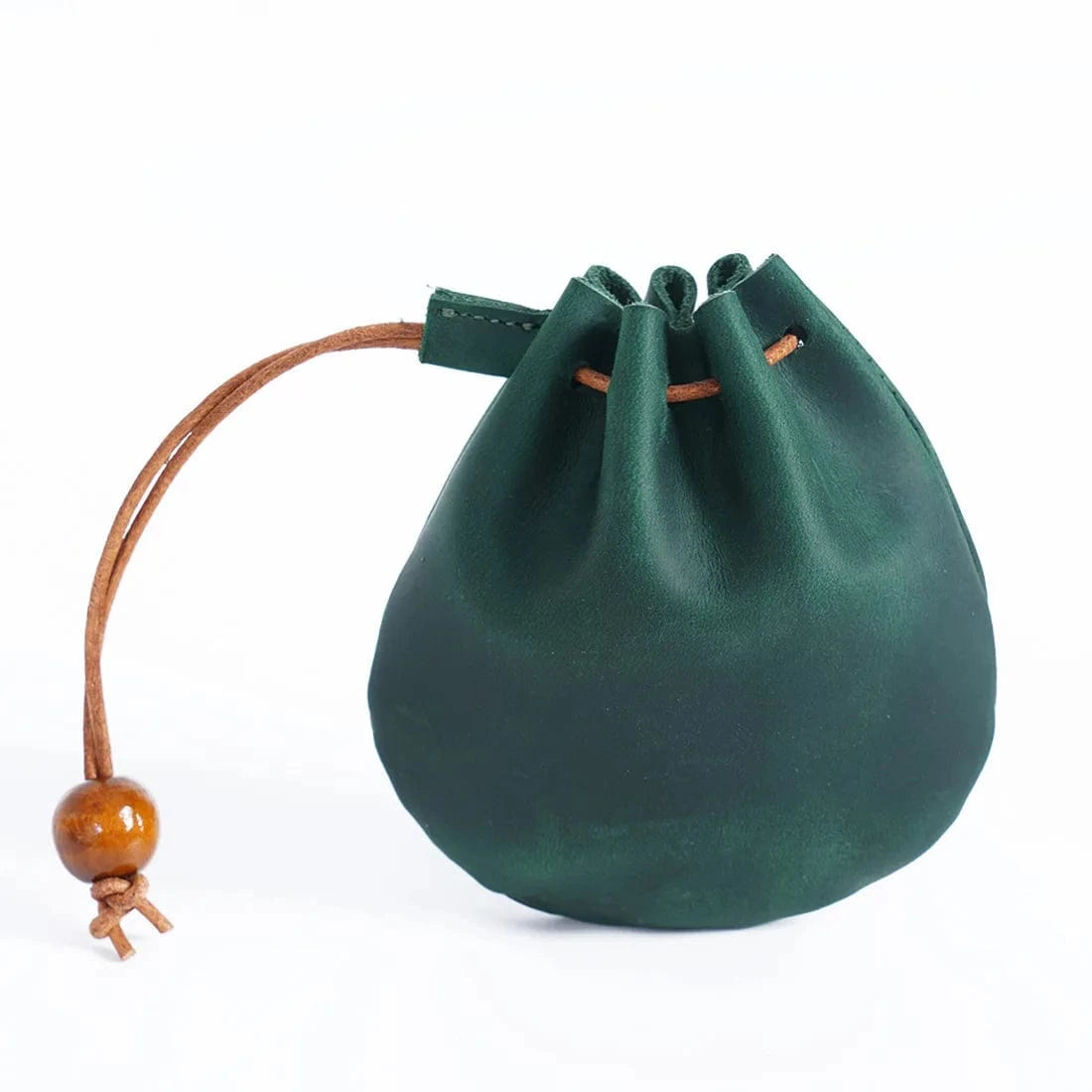Green High Quality Factory Custom genuine leather jewelry packaging drawstring leather jewelry travel bag jewelry box