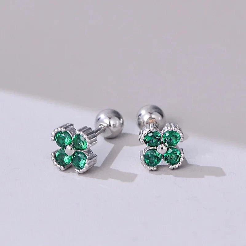 Green Hot Sale Pure Fine Earrings Zircon Ear stud S925 Sterling Silver CZ Flower Trendy Stud Earrings Jewelry For Women gift jewelry