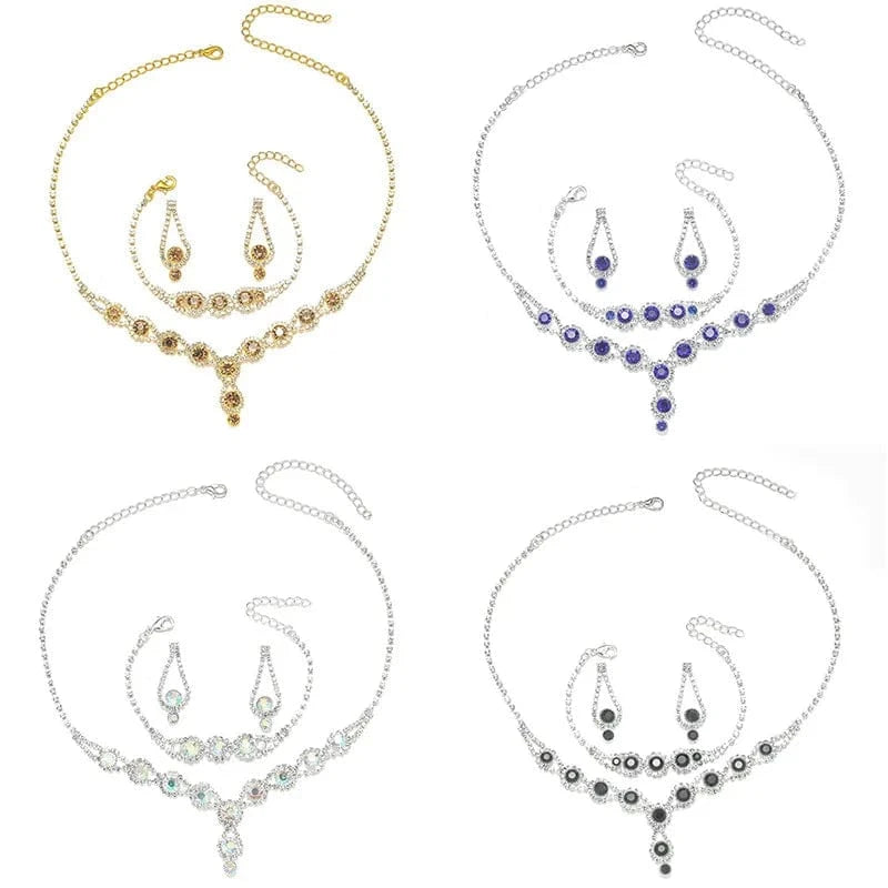 Green Hoyon Luxury Wedding Dinner Necklace Egg-shaped Blue Gmstone High Carbon Diamond Necklace Jewelry Sets