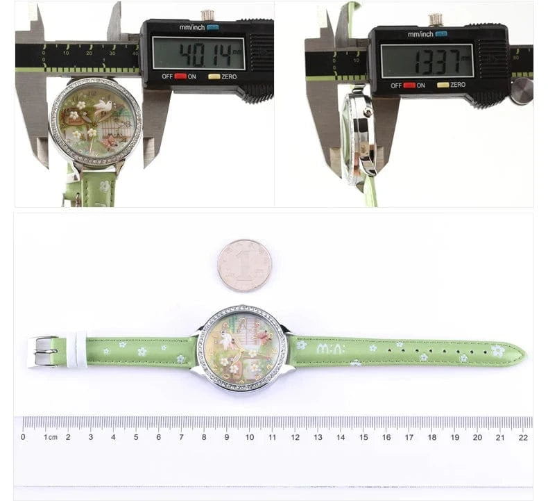 green M:N: Brand Fashion Watch Ladies Luxury Hand-made 3D Bird Girl Gift Quartz Wristwatches Waterproof Luminous for Women Reloj Mujer