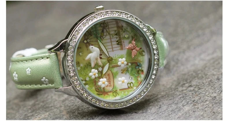 green M:N: Brand Fashion Watch Ladies Luxury Hand-made 3D Bird Girl Gift Quartz Wristwatches Waterproof Luminous for Women Reloj Mujer