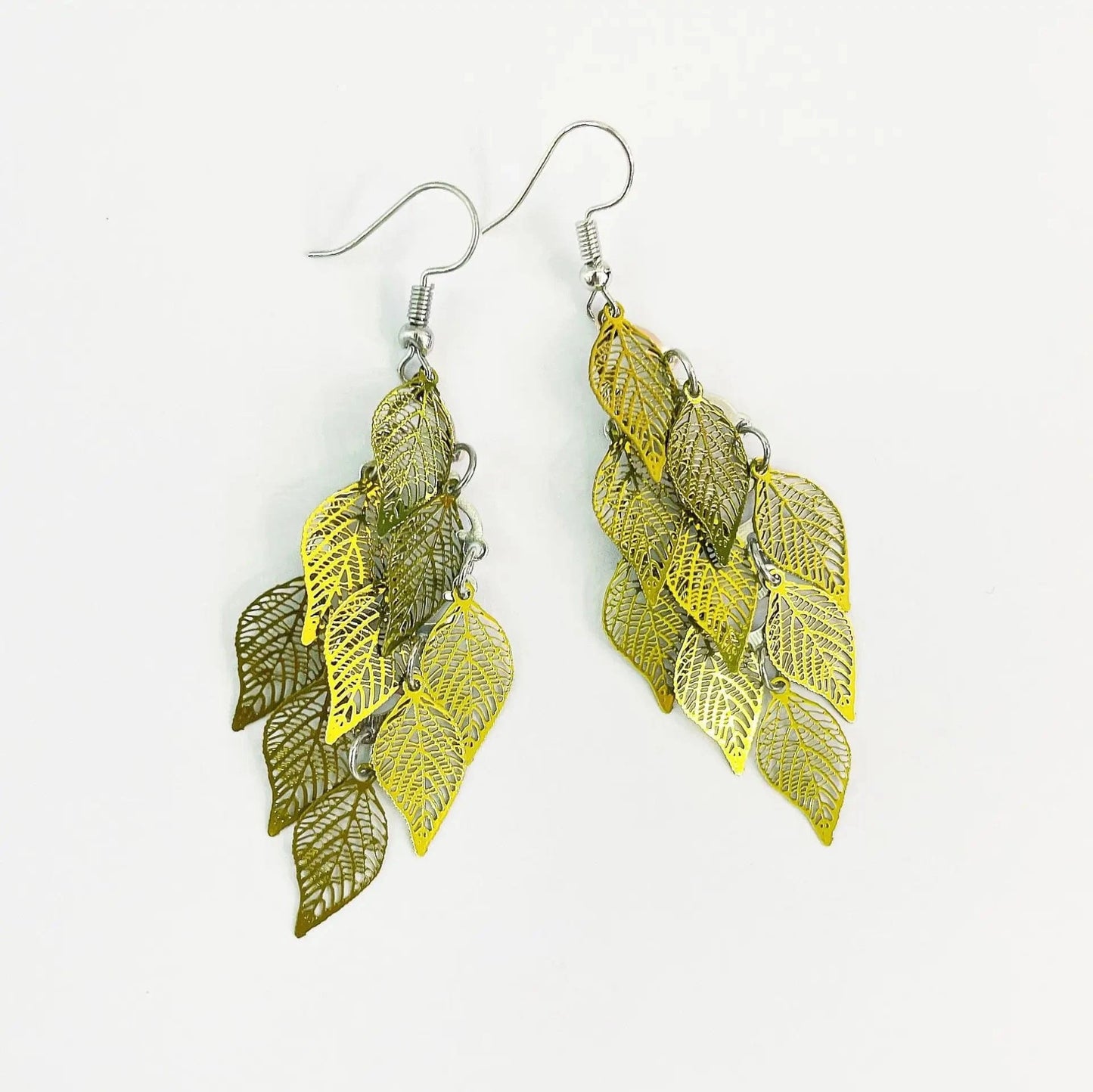 Green New fashion leaf earrings color copper earrings jewelry