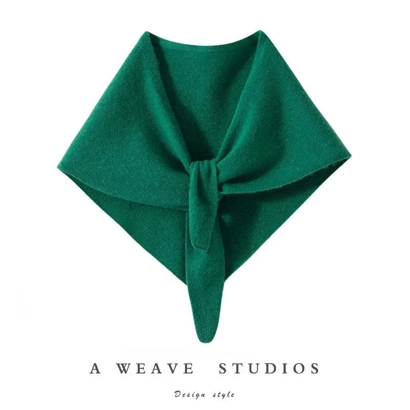 green / One Size CHICUU Women 100% Cashmere Scarf Spring Autumn Triangular Scarf Cashmere Knitwear Luxury Grace Simple Style Scarf Pure Color