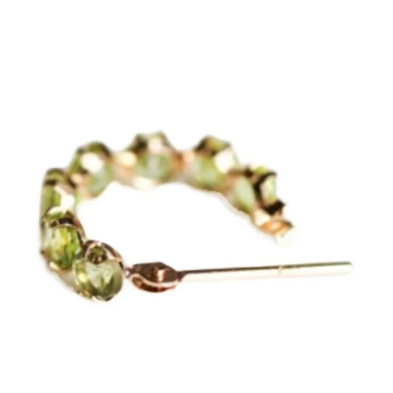 green Original design silver inlaid peridot single row emerald earrings for women fresh style ear buckle fashion marriage jewelry