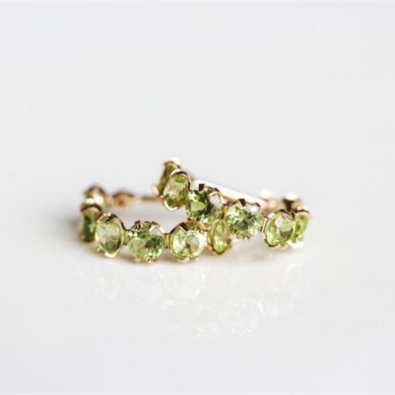 green Original design silver inlaid peridot single row emerald earrings for women fresh style ear buckle fashion marriage jewelry
