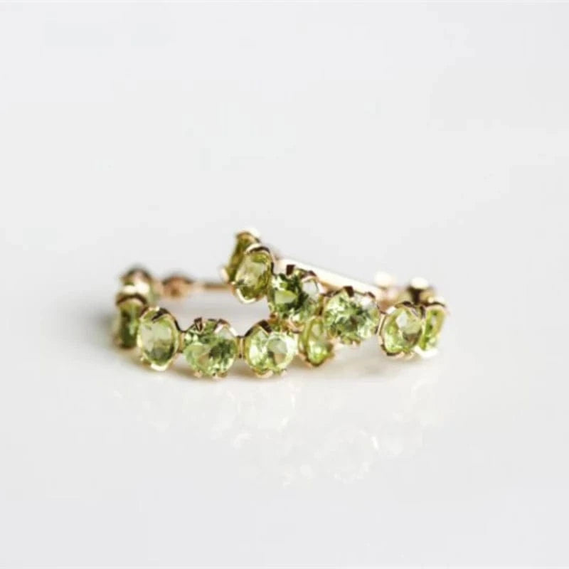 green Original design silver inlaid peridot single row emerald earrings for women fresh style ear buckle fashion marriage jewelry