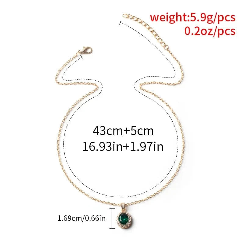 Green Red Crystal Pendant Necklace Gold Plated Fine Jewelry Gemstone Necklace Women Personalized Necklace