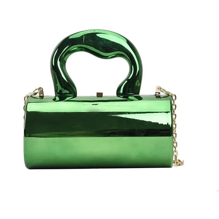 Green Women's Handbag Bags For Women 2024 Party Clutches Fashion Cylinder Mini Evening Purse Crossbody Shoulder Bag Gold Box Clutch