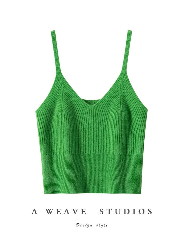 green / XL Spring Autumn Women Sweater Vest 100% Cashmere Vest V-neck Vest Short Simple Style Cashmere Sweater Vest Luxury Soft Comfy Tops