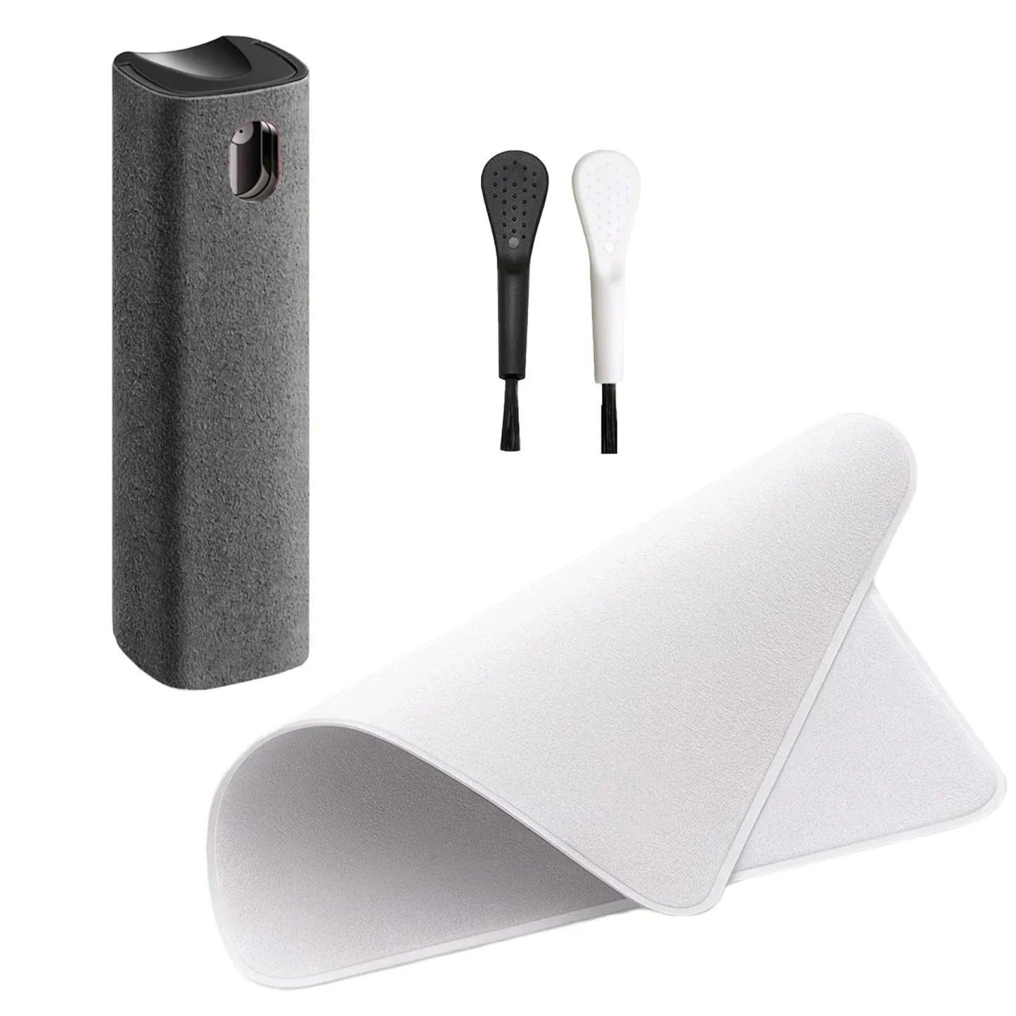 Grey 4in1 4in1 Microfiber Screen Cleaner Spray Bottle for Mobile Phone Ipad Computer Microfiber Polish Cloth Wipe Cleaning Glasses Wipes