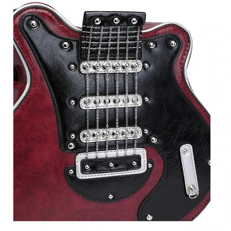 Guitar Shaped Unique Purses for Women Y2K Punk Creative Luxury Crossbody Bags Leather Novelty Handbags 2024