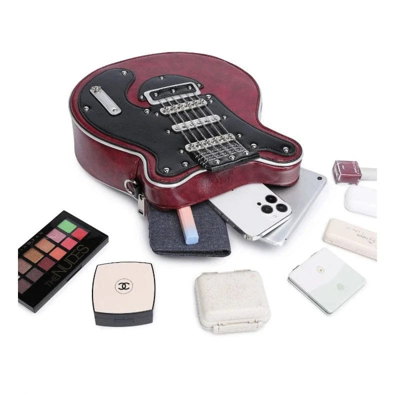 Guitar Shaped Unique Purses for Women Y2K Punk Creative Luxury Crossbody Bags Leather Novelty Handbags 2024