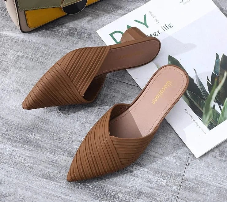 GX01A55 Fashion Women Slippers For Pointed Toe Low Heel Slides Outdoor Women Shoes