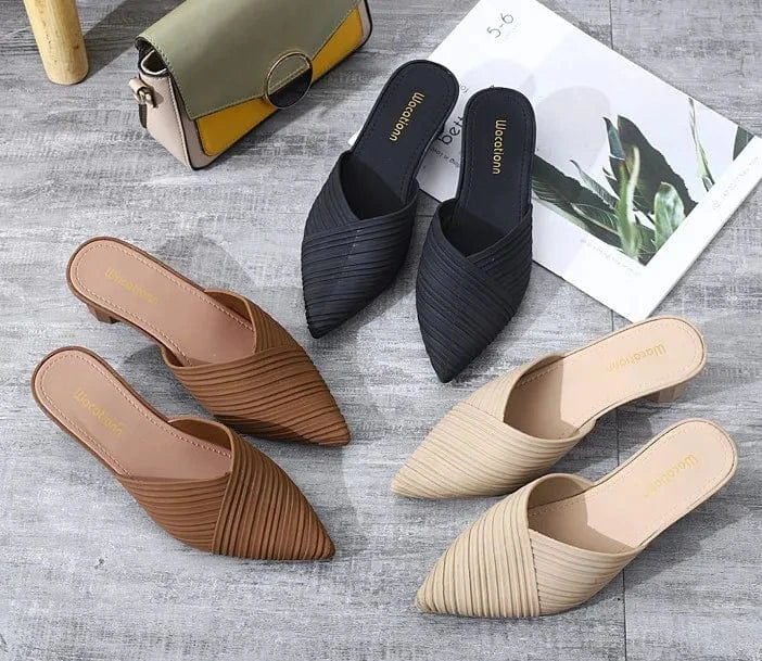 GX01A55 Fashion Women Slippers For Pointed Toe Low Heel Slides Outdoor Women Shoes