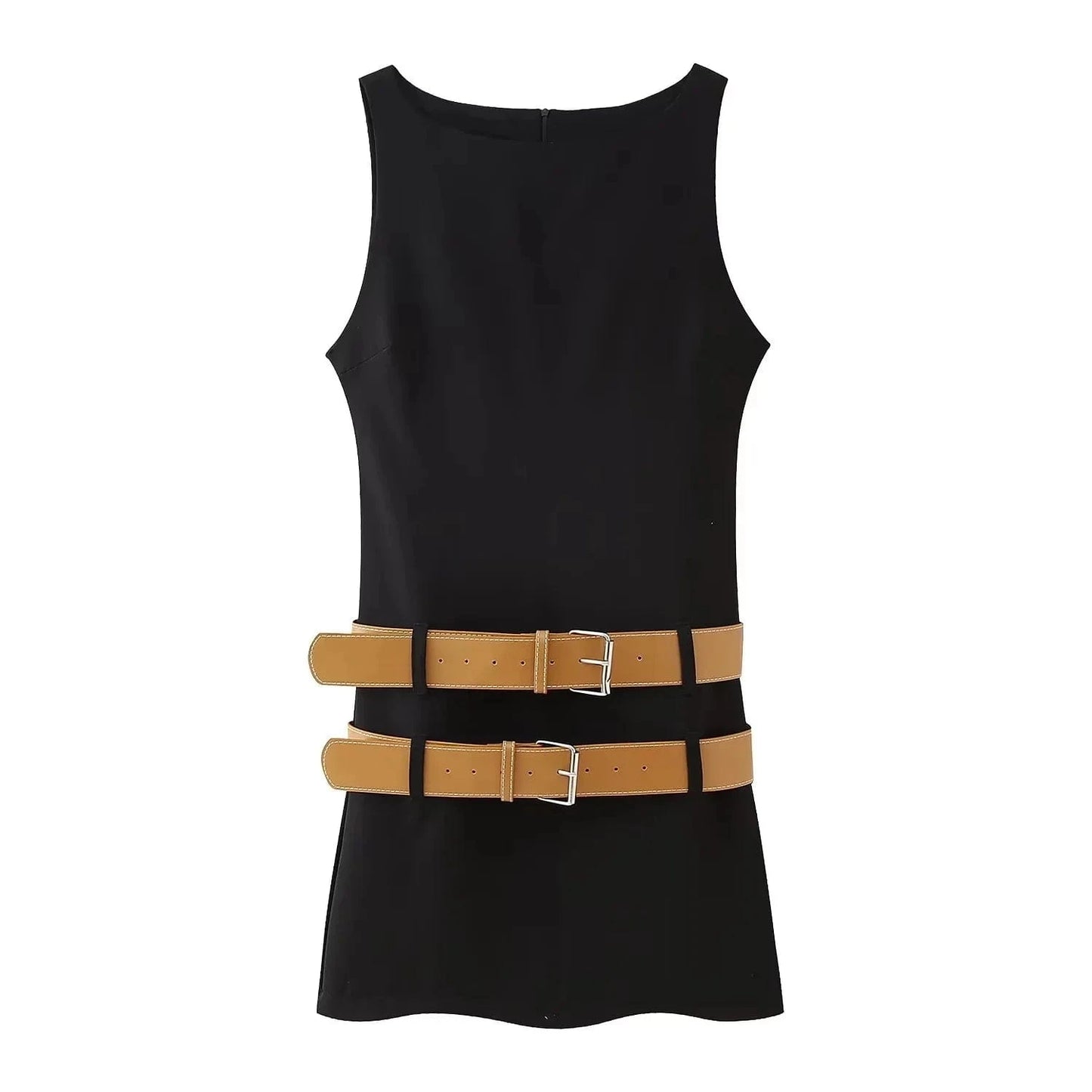 GX2310 Fashion 2024 Sleeveless Belt Patchwork Mini Dress Women Summer Clothing Boutique Unique Elegant Dresses